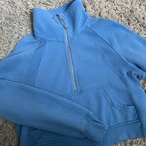 Lululemon blue half zip oversized crop scuba funnel neck